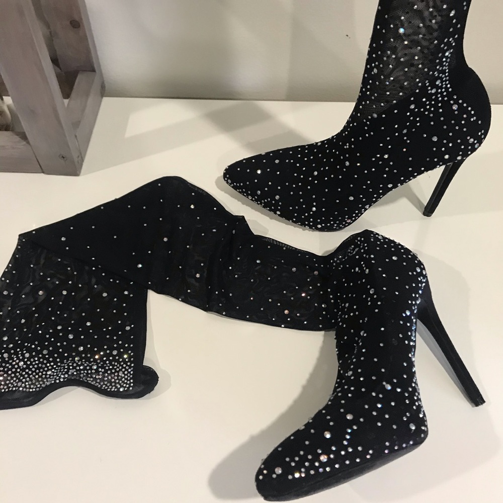 BLACK Sexy Sock Heels